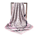 Autumn and winter new leopard print 90cm satin silk scarf square scarf versatile retro printing women