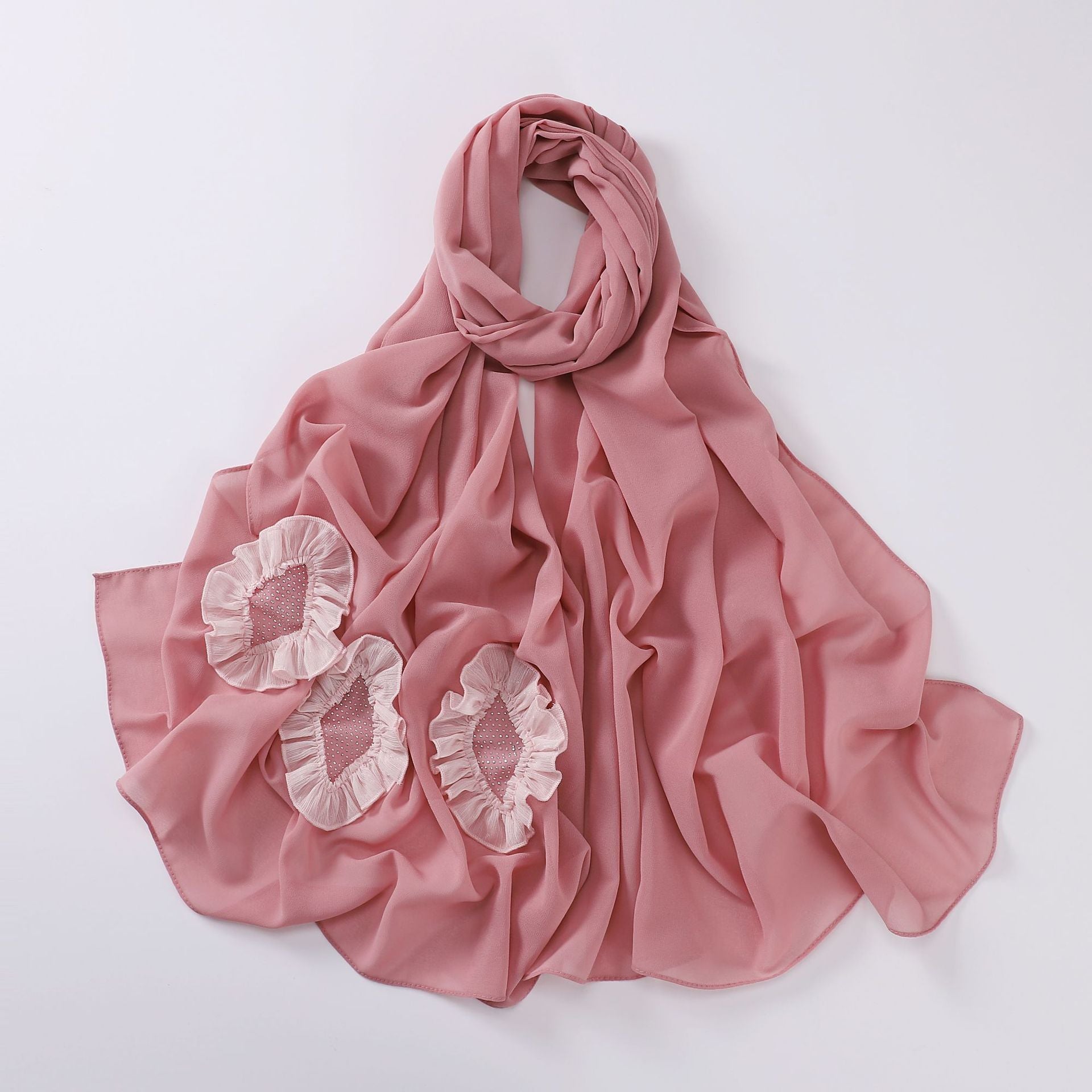 New pearl chiffon scarf, hot diamond pleated lace long scarf, Middle East and Africa headscarf, Malay hijab