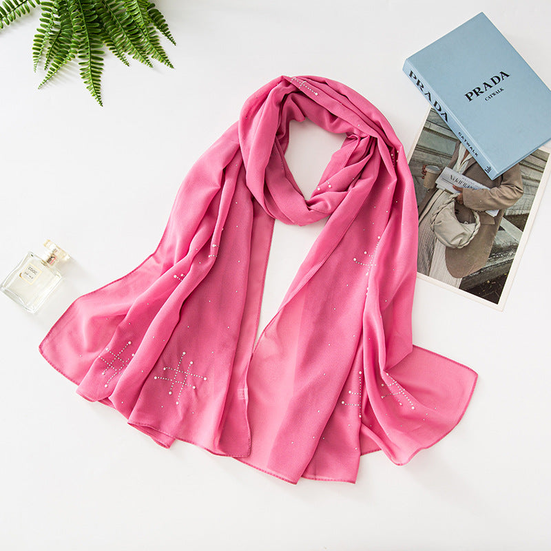 Chiffon ceramic hot diamond scarf  scarf Middle East Africa headscarf Malay headscarf