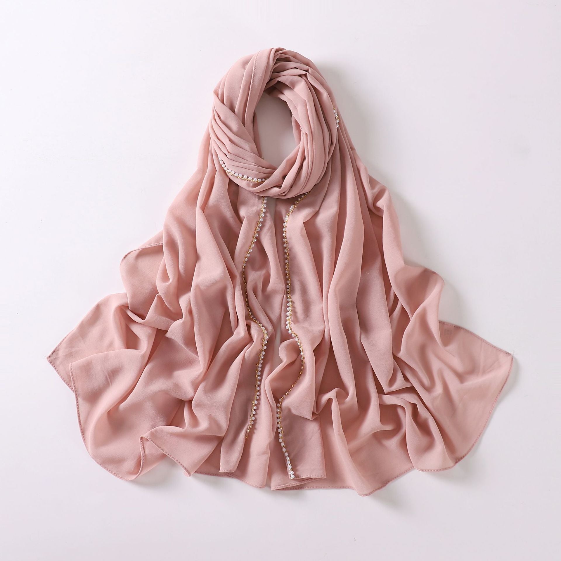 75D pearl chiffon double chain beaded scarf Malaysian headscarf Middle East Africa hijab