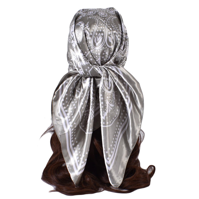 Spring new retro paisley pattern printed 90cm square silk scarf, European and American fashion scarf