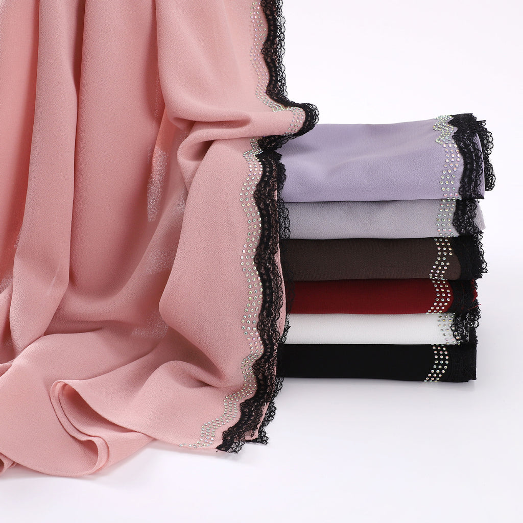 New Chiffon Eyelash Lace Hot Diamond Scarf  Middle East and Africa Headscarf