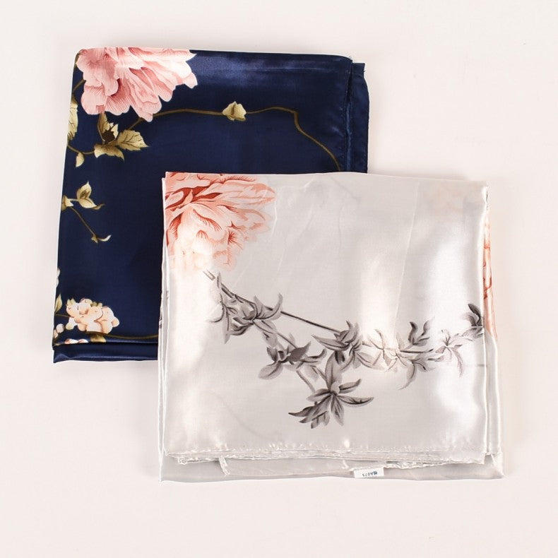 Fashion autumn and winter new 90cm-color diced peony flower square silk scarf women's fashion square scarf