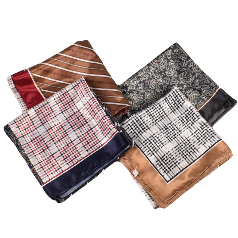 European and American fashion new 90cm-satin color matching striped small cashew generous silk scarf, annual scarf