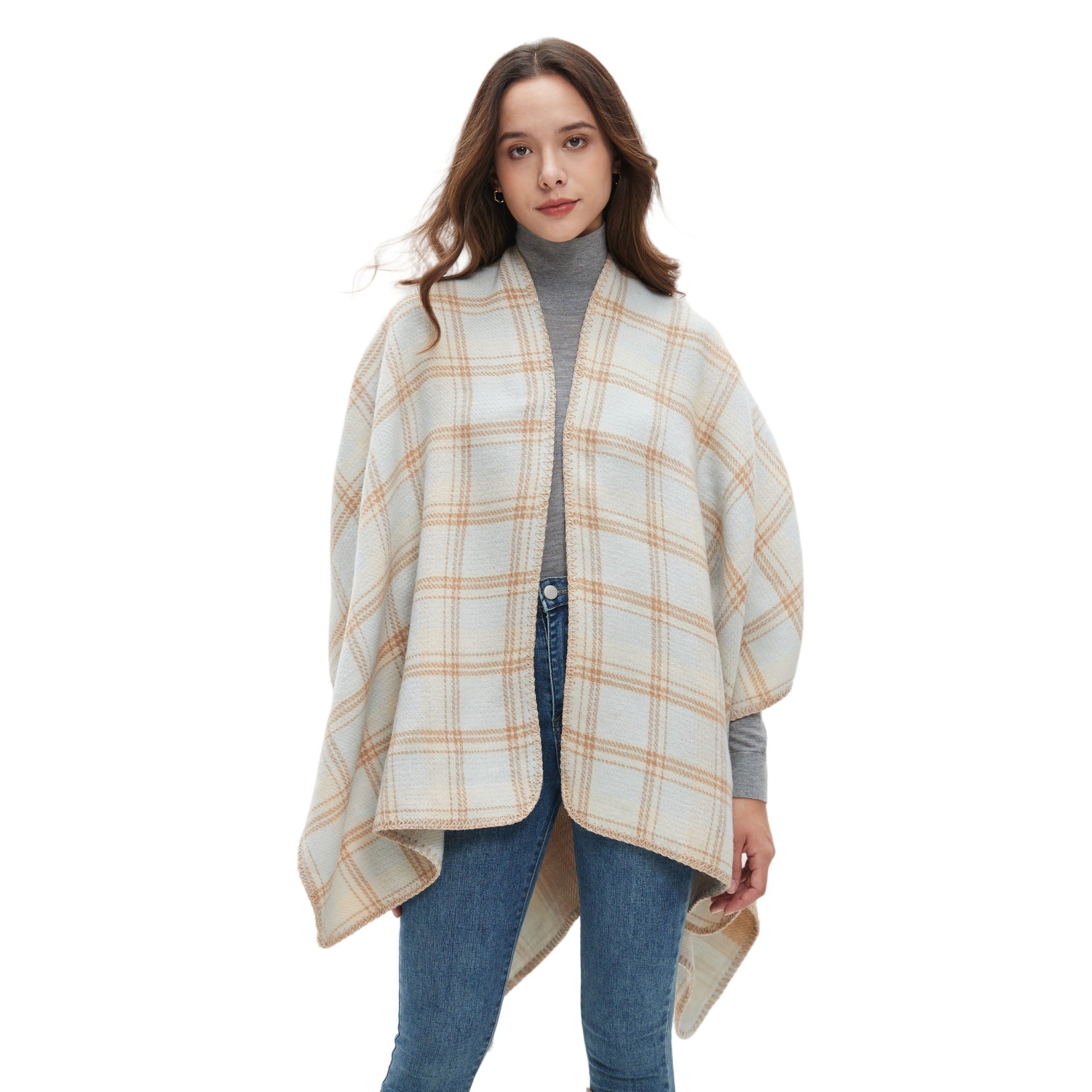 Europe, America, autumn and winter new season ladies imitation cashmere double-sided plaid shawl