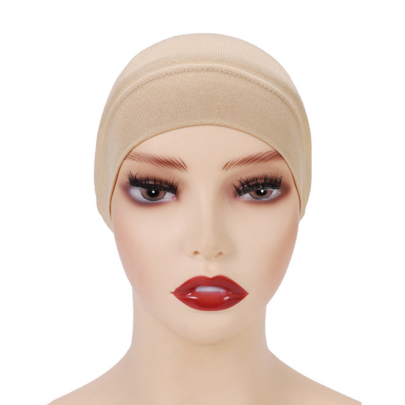 Modal monochrome tube hat bottoming cap, high elastic mercerized cotton women's Arabian scarf cap