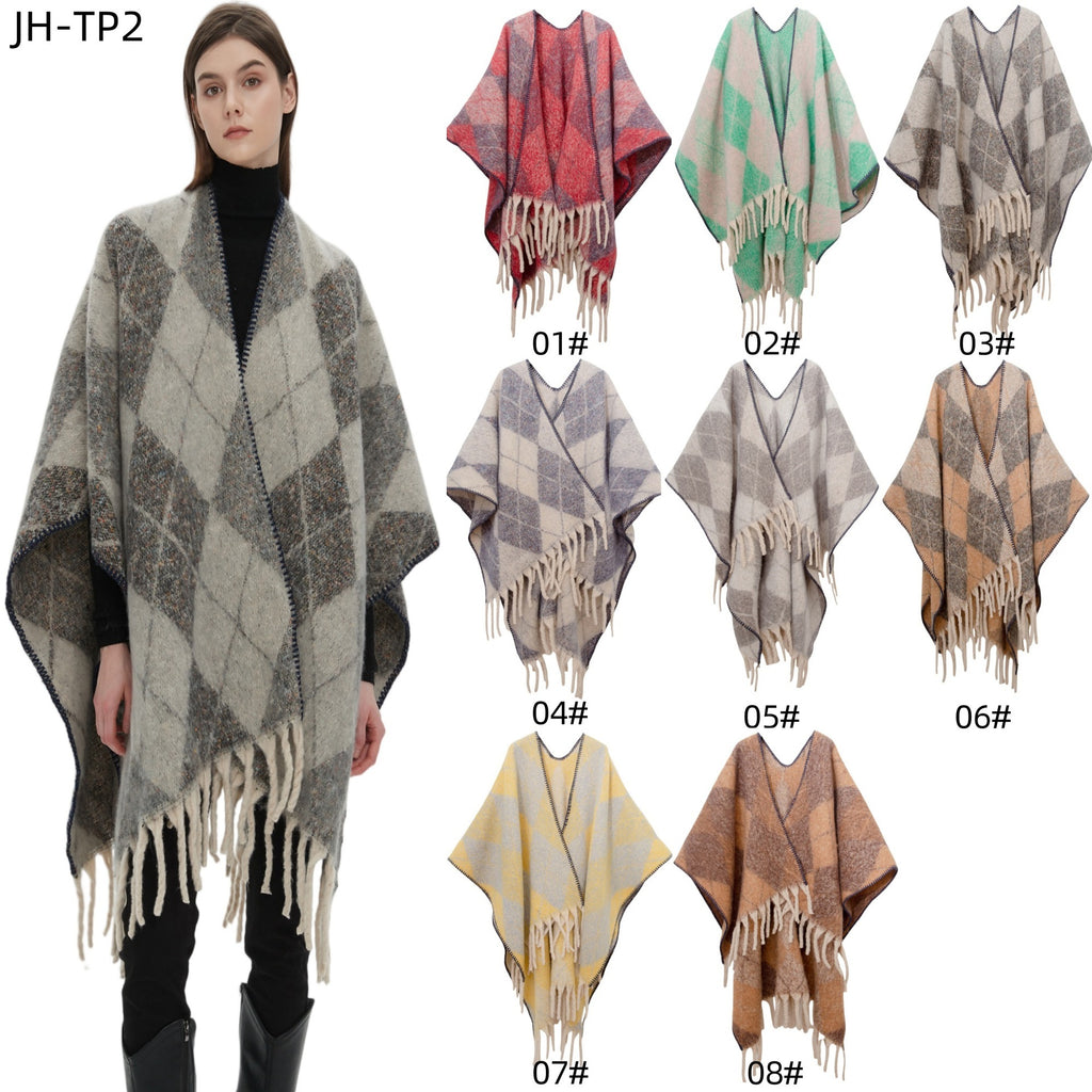 Shawl 2025 new European and American autumn and winter circle yarn imitation mohair thickened jacquard shawl