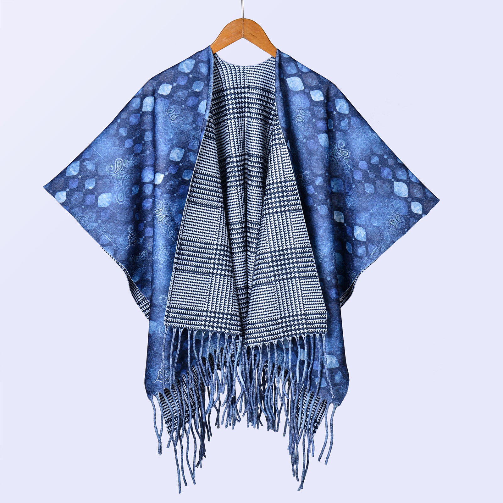 New ethnic style ink double-sided thickened shawl with women's autumn and winter retro high-end photo shawl large cape
