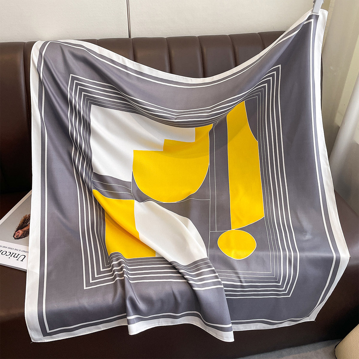 New women's printed square scarf 90cm splicing women's spring and autumn versatile foreign style light luxury shawl scarf