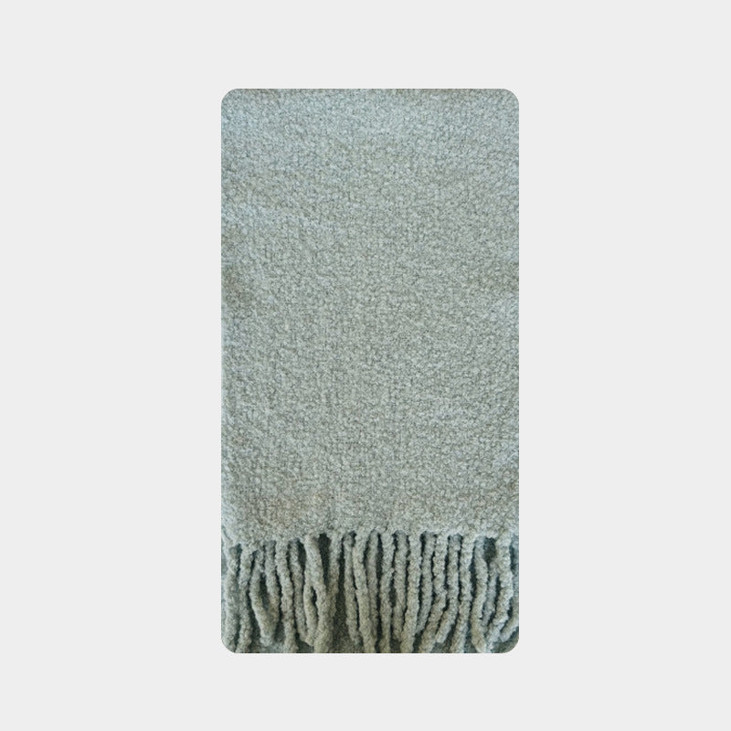 Korean designer 50% selection wool circle solid color fringed scarf women's winter atmosphere soft scarf