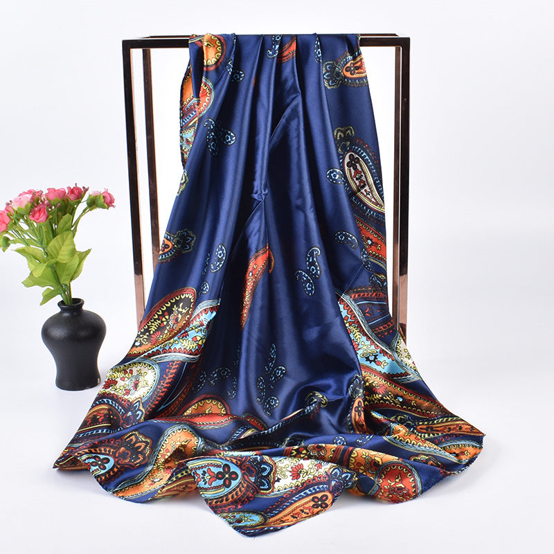 New Fashion Retro Cashew Nut Pattern Printing 90 * 90 Satin Large Square Scarf Silk Scarf