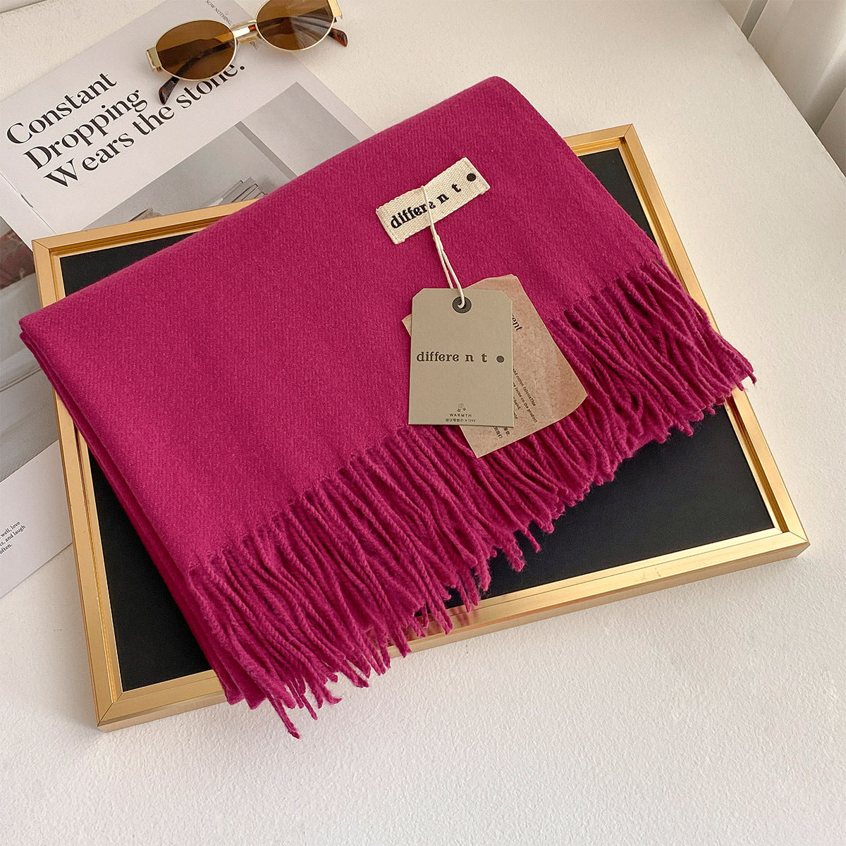 2025 Winter Imitation Cashmere Solid Color Scarf Women's Medium and Long Warm Scarf Shawl