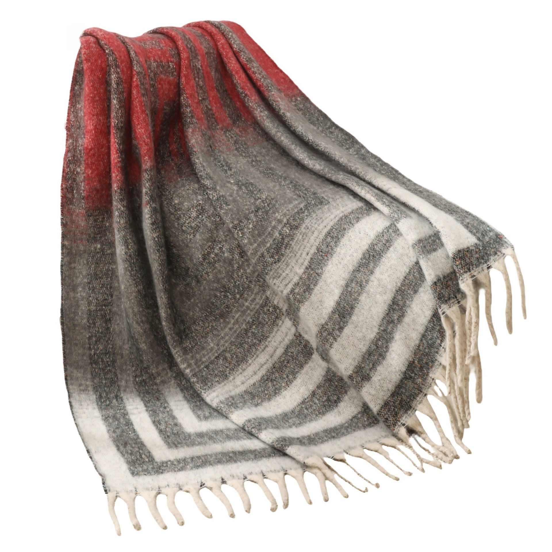 Blanket new European and American autumn and winter imitation mohair thickened striped large shawl jacquard blanket