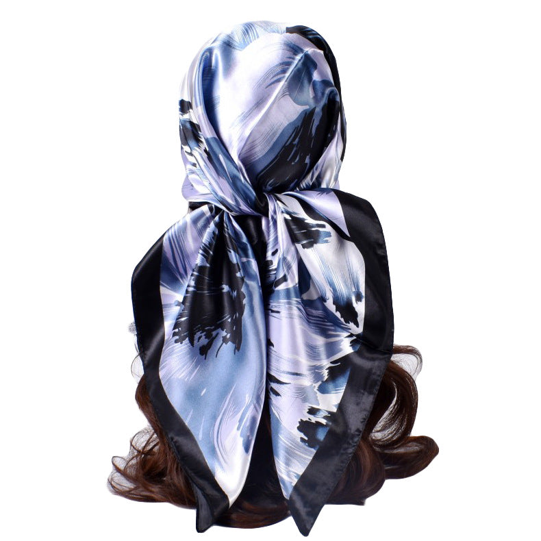 Fashion autumn and winter new 90-color diced imitation silk feather square silk scarf, scarf