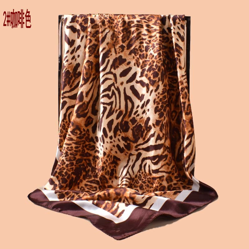 2025 new 90-color diced striped leopard print versatile printed square scarf with sunscreen, bag head silk scarf decoration, scarf