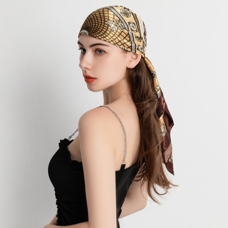 New 90-satin cashew flower generous silk scarf, versatile retro paisley scarf