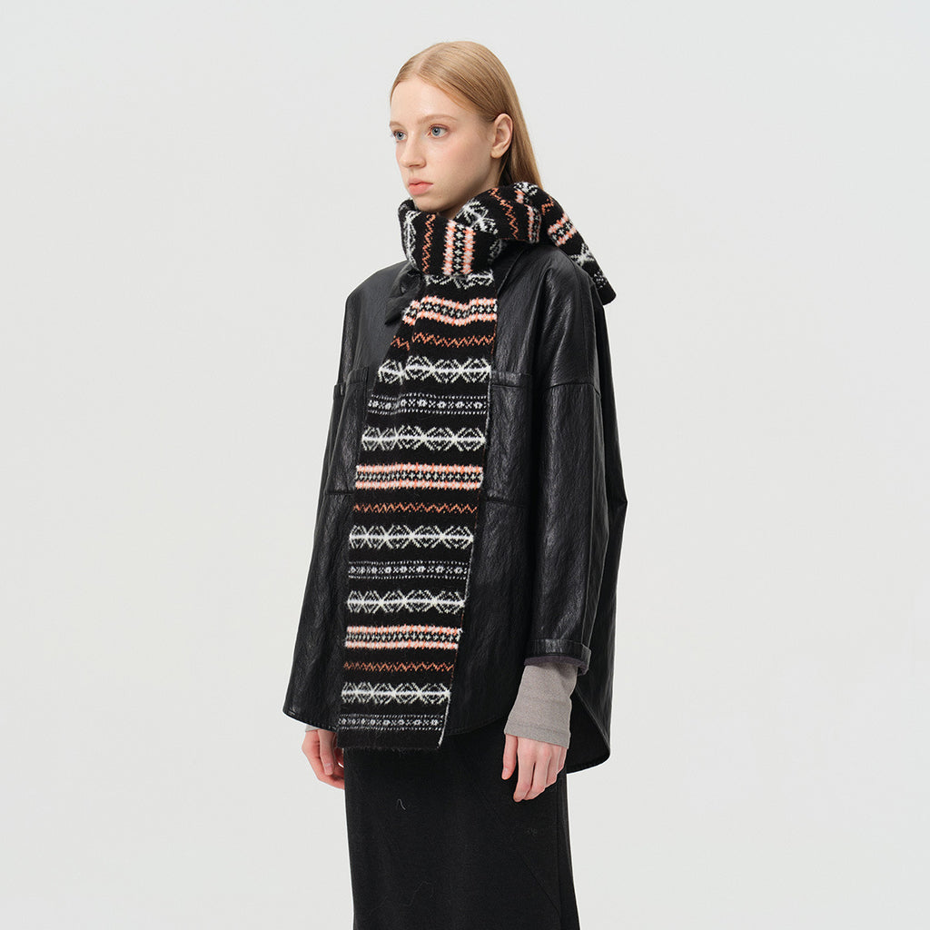 Fair Island retro jacquard wool blended scarf autumn and winter atmosphere Japanese soft scarf