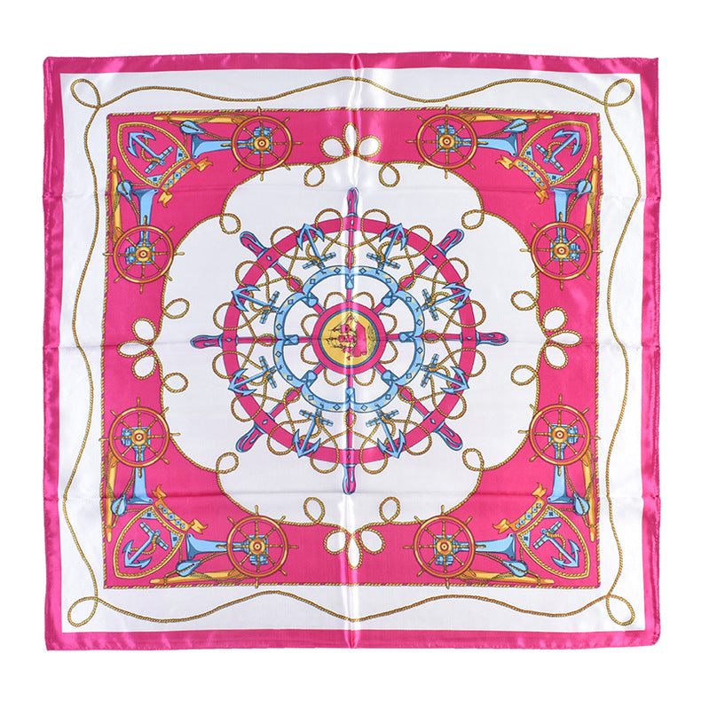 New fashionable and elegant roulette pattern printing 90-color square scarf, headscarf, scarf, silk scarf.