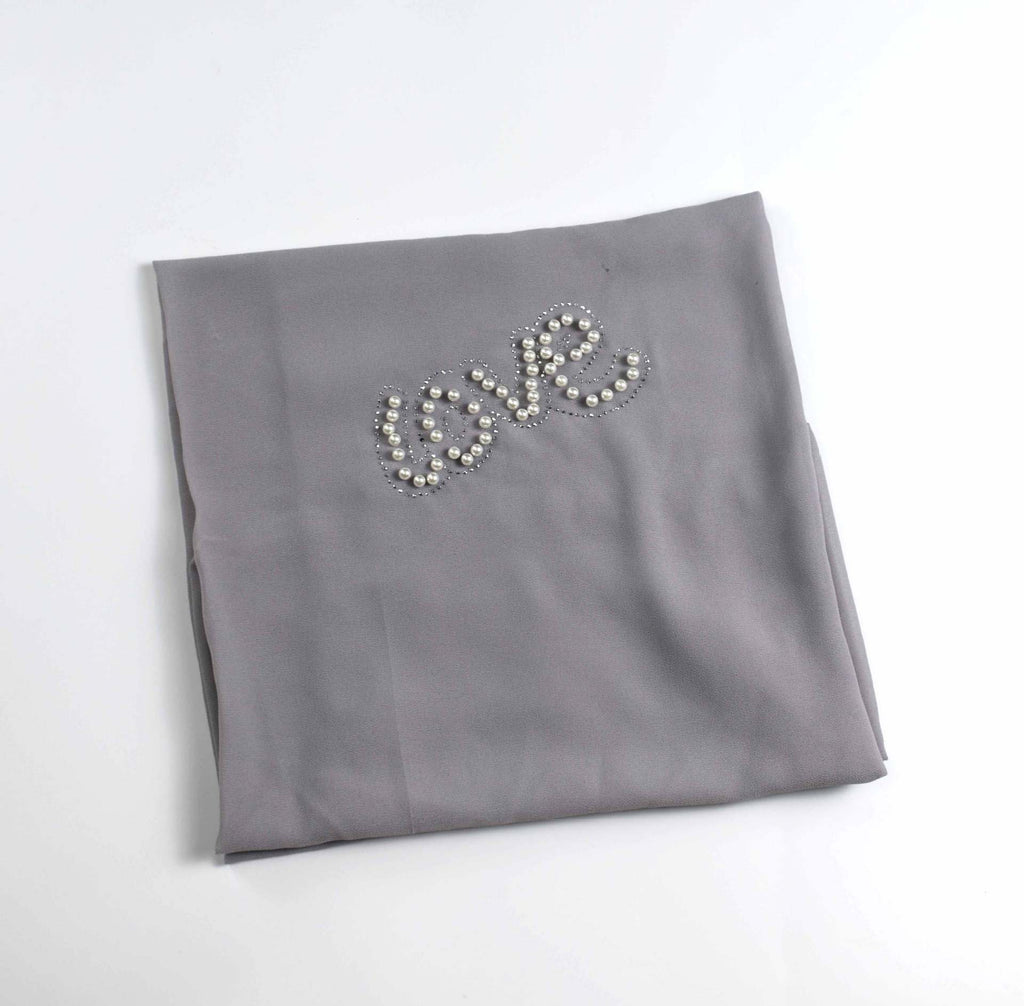 Monochrome pearl chiffon hot diamond square scarf hijab