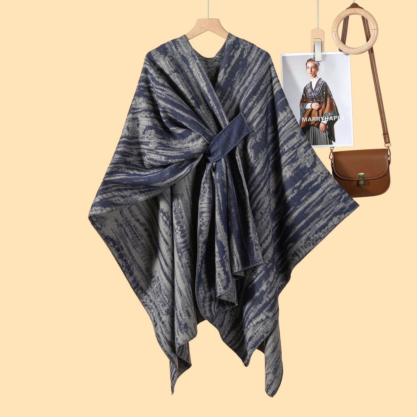 Harajuku lady literary travel photo shawl cape with new autumn and winter nostalgic retro warm cardigan