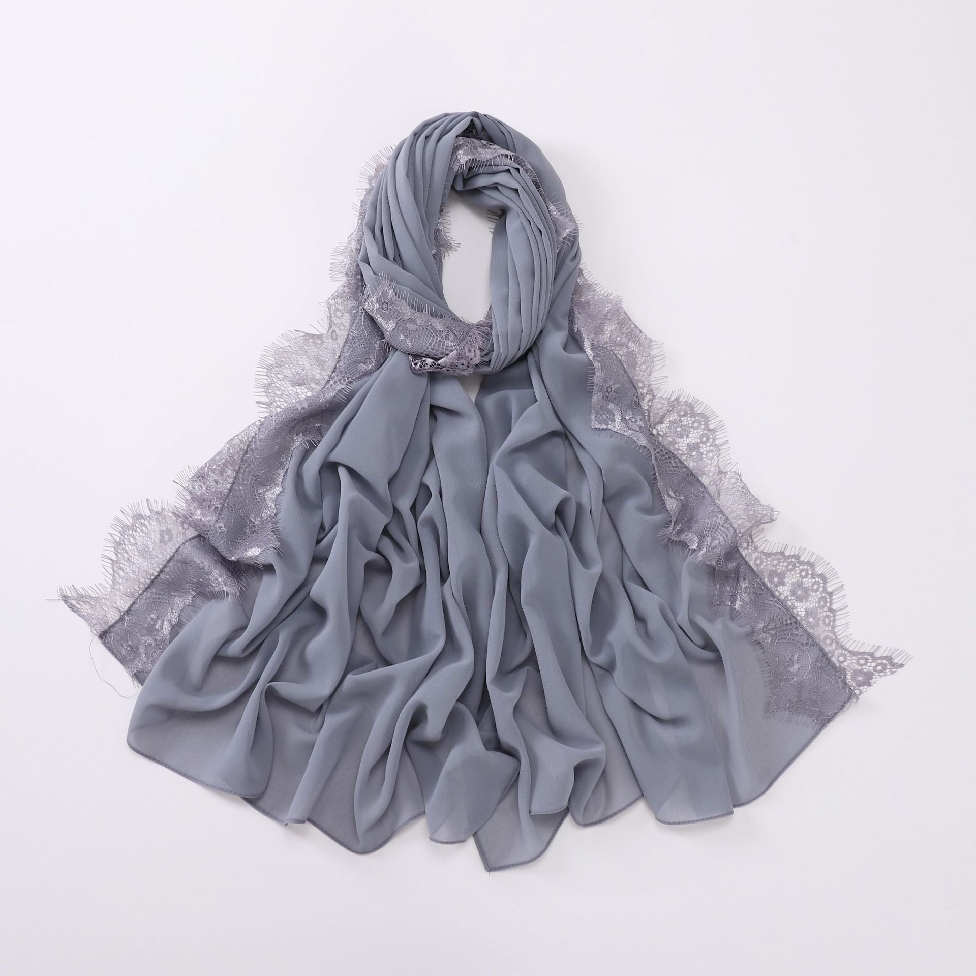 New chiffon eyelashes lace edge scarf gauze middle eastern headscarf hijab