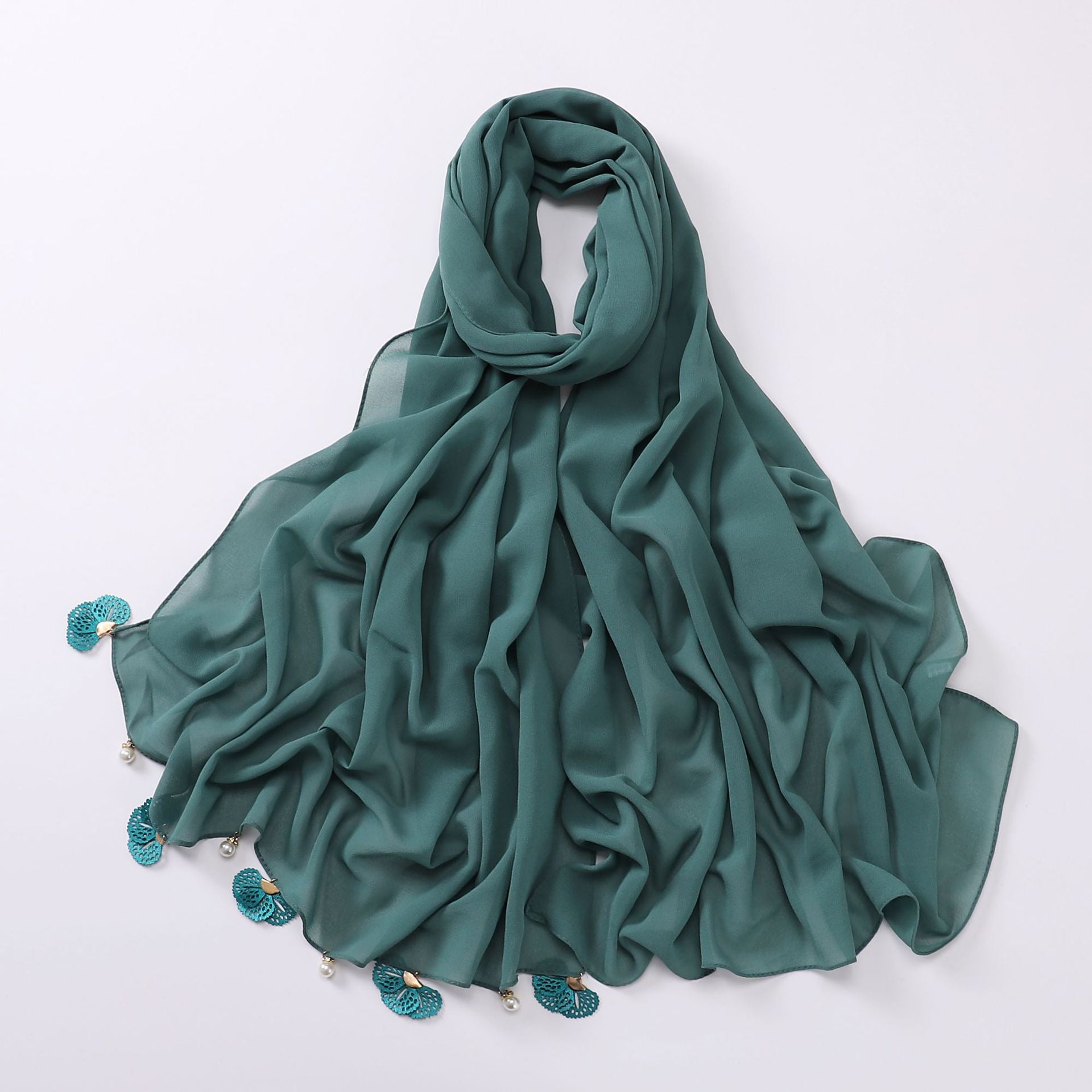 Hot-selling new solid-color chiffon scarf, thin flower hollow monochrome sunscreen shawl fashion headscarf women