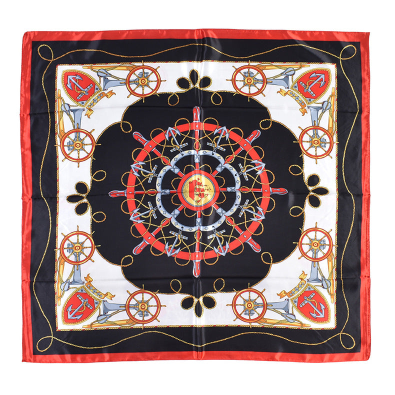 New fashionable and elegant roulette pattern printing 90-color square scarf, headscarf, scarf, silk scarf.