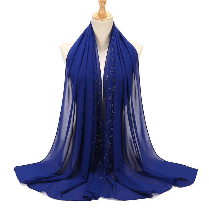 Solid color pearl chiffon hot diamond scarf Malay Indonesian headscarf  scarf Middle East headscarf