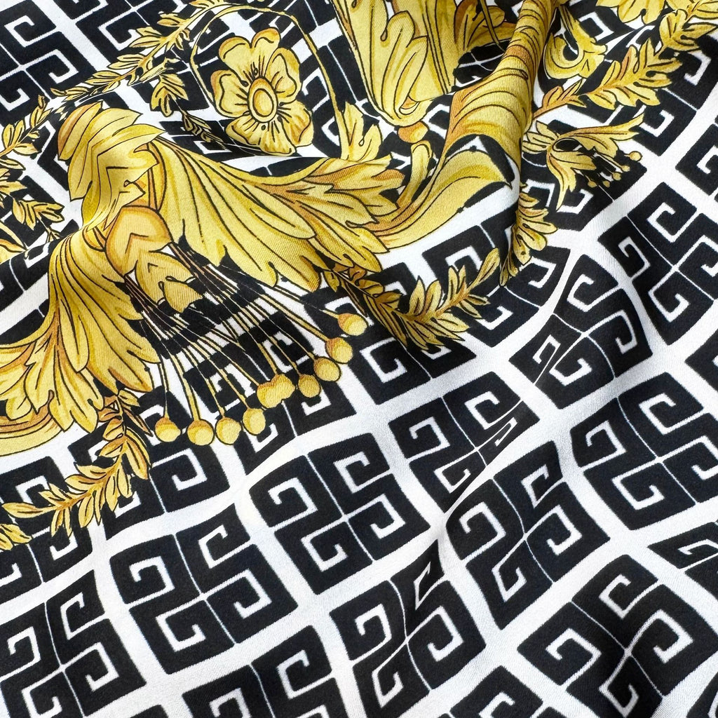 Elegant national four palaces totem simulation silk long silk scarf, spring, summer and autumn travel and vacation women's outer shawl