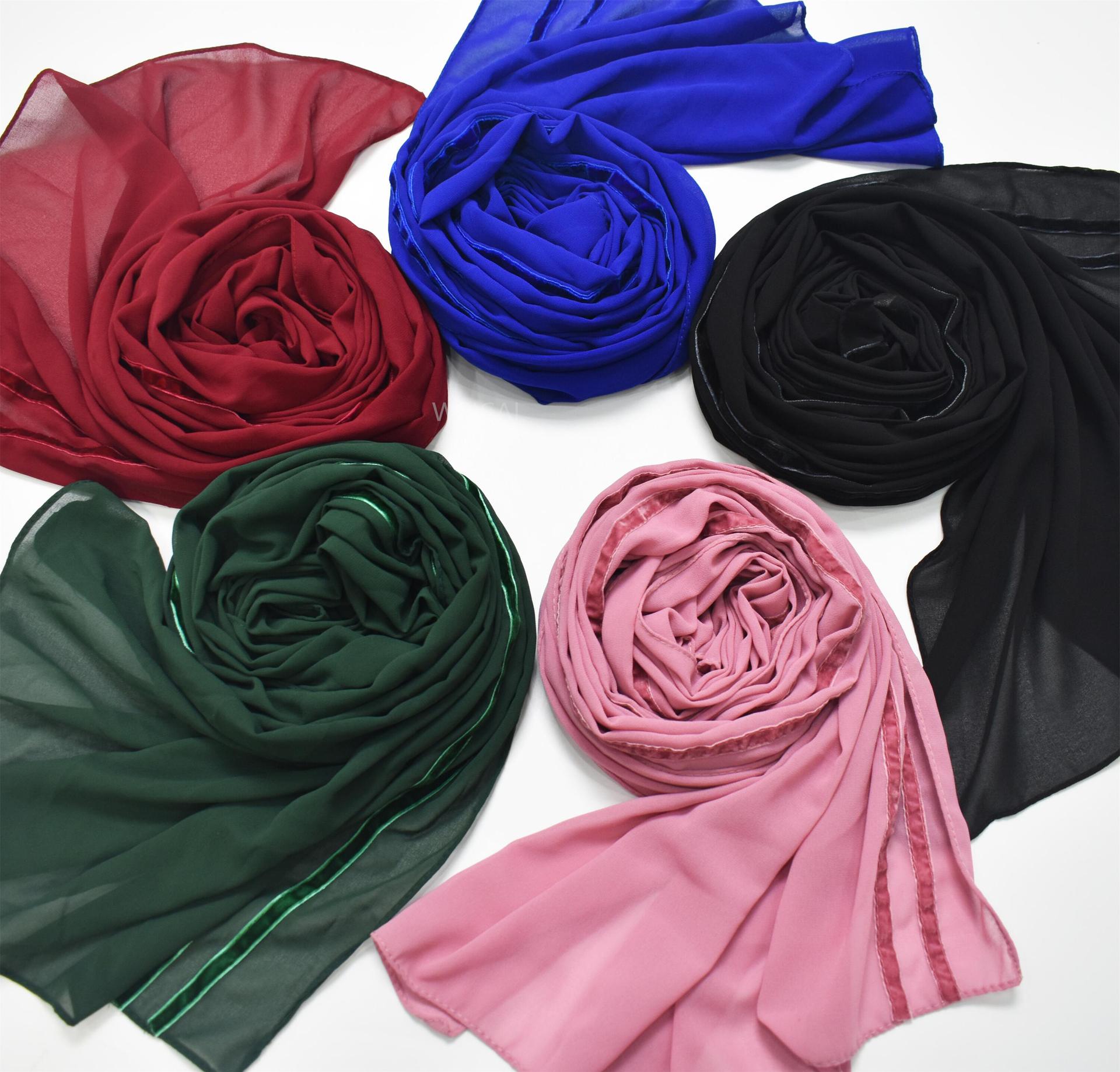 New solid color chiffon  bilateral long scarf thin Middle East headscarf Malaysia Indonesia hijab