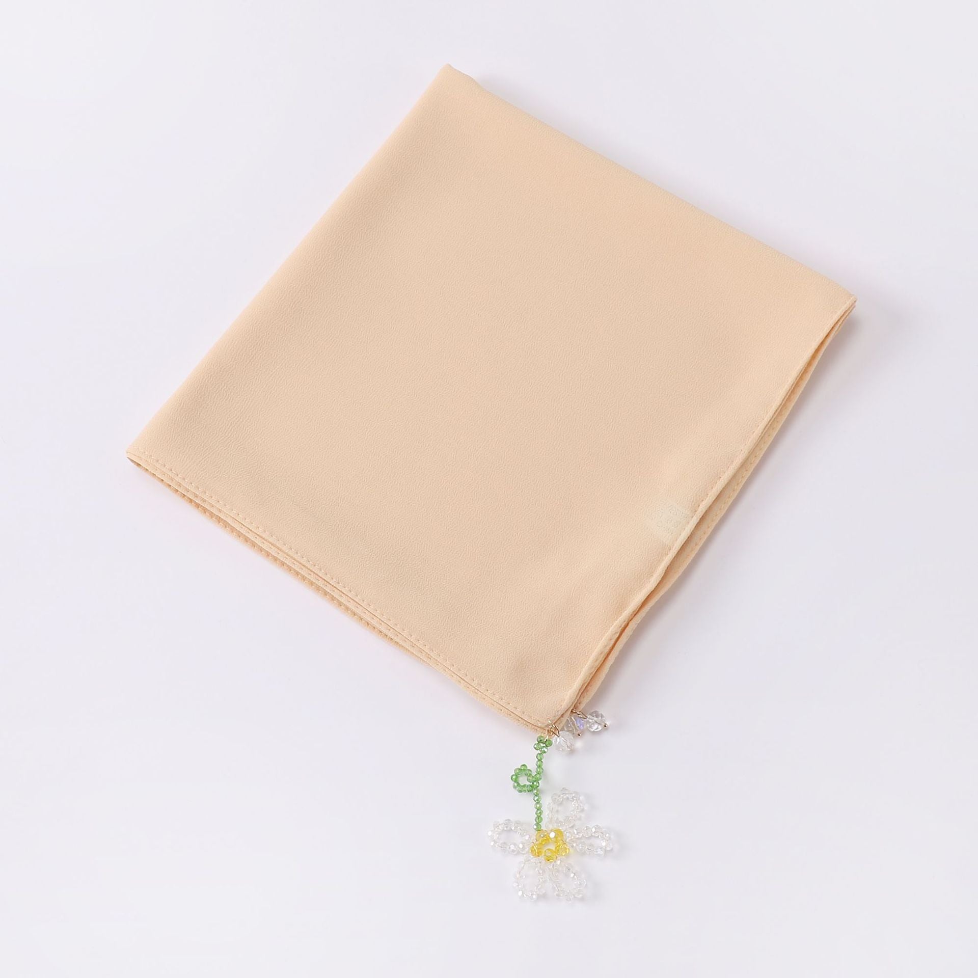 crystal flower pendant Hijab pearl chiffon square scarf 90 * 90cm headscarf