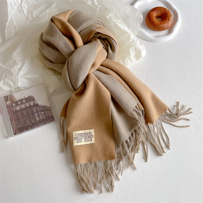 Autumn and winter new double-sided imitation cashmere scarf women's solid color long shawl scarf