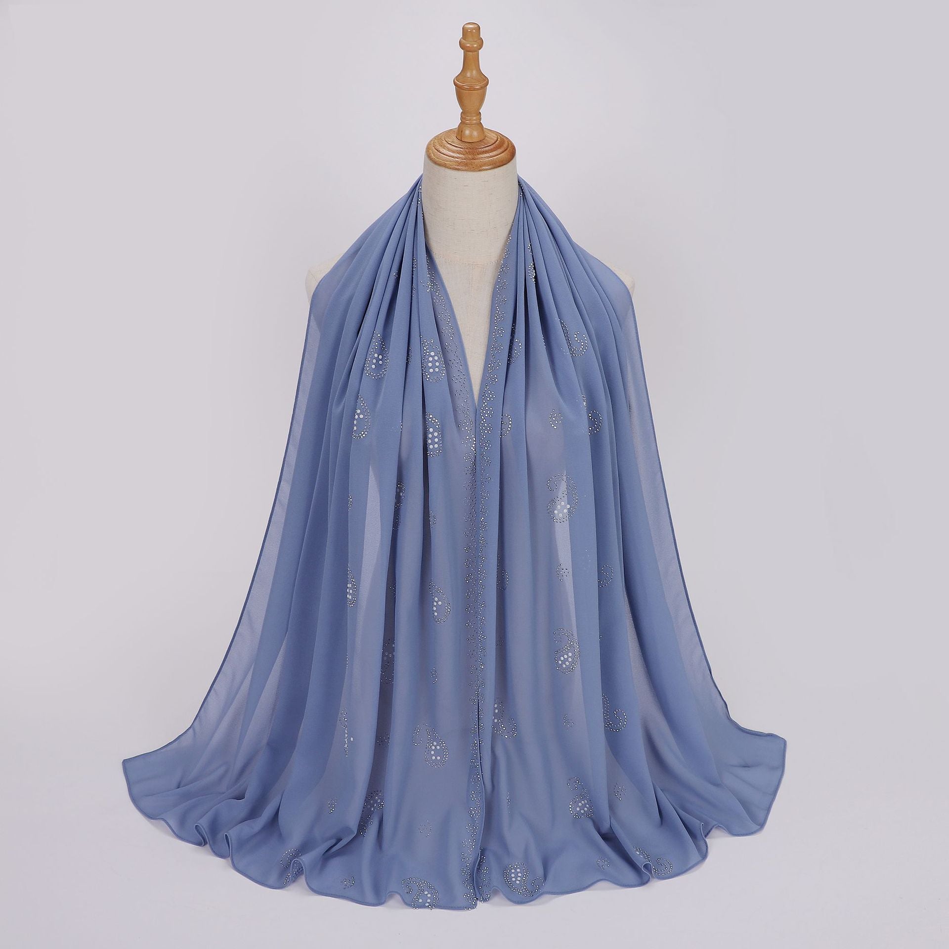 New pearl chiffon cashew nut hot diamond long towel yarn scarf Middle East and Africa headscarf hijab