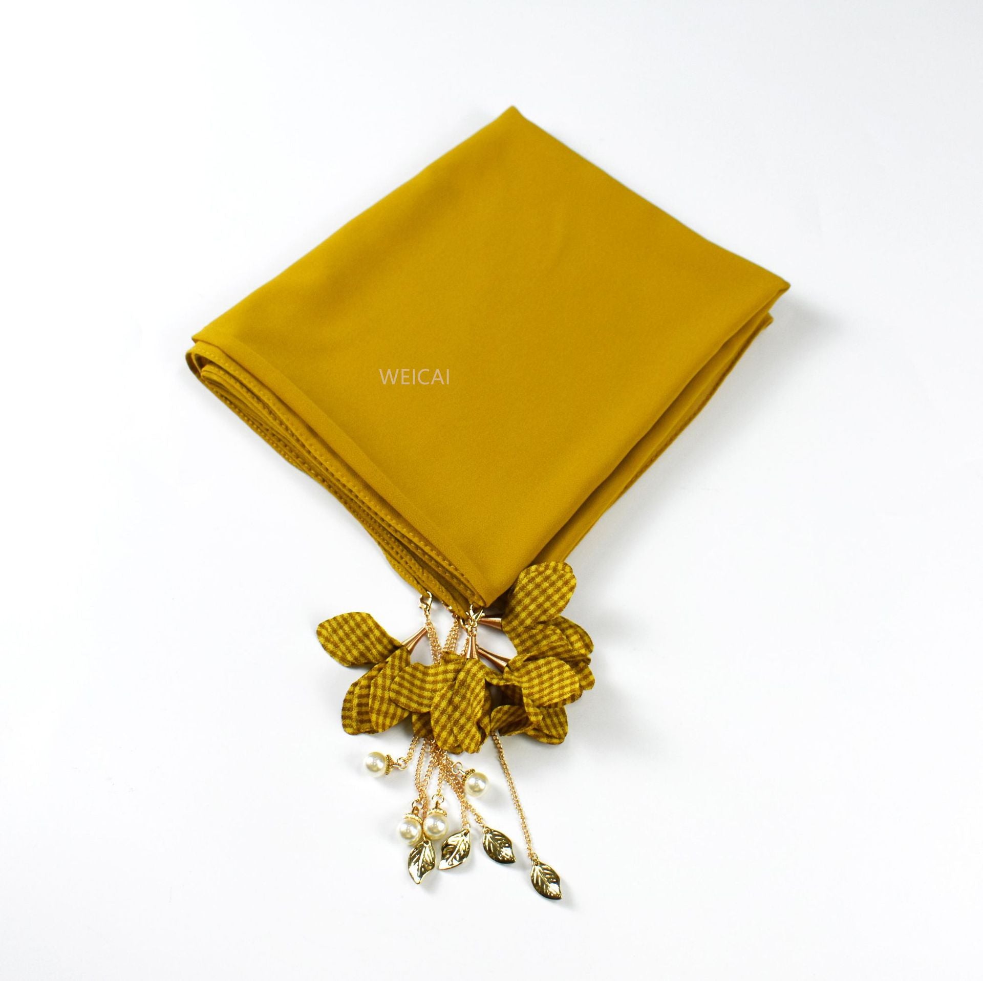 New pearl chiffon scarf women's hijab flower tassel headscarf