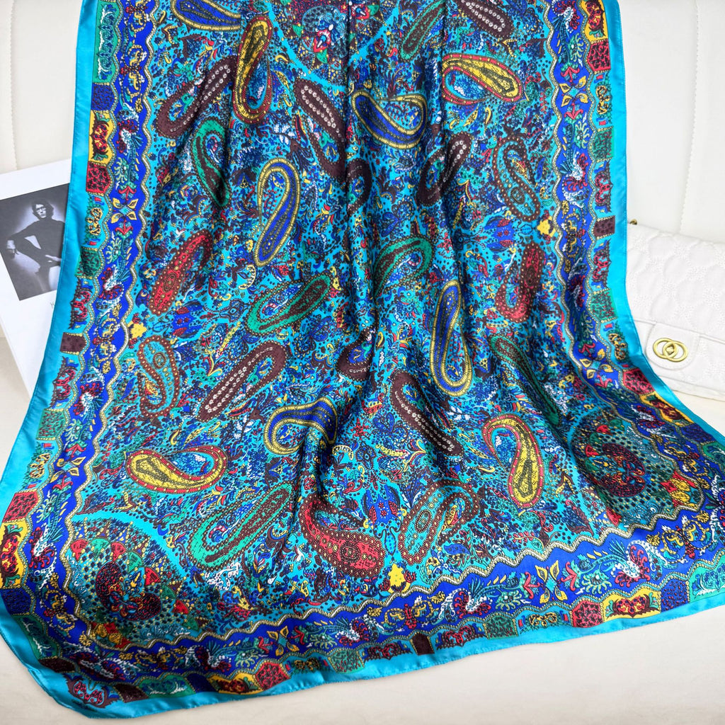 Fashion versatile Innesian women's head scarf, imitation silk thin travel and vacation shawl