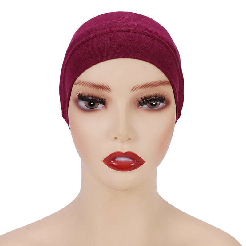 Modal monochrome tube hat bottoming cap, high elastic mercerized cotton women's Arabian scarf cap