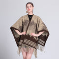 Autumn and winter Internet celebrities new plaid shawl with temperament fringed shawl cape cape retro scarf coat women