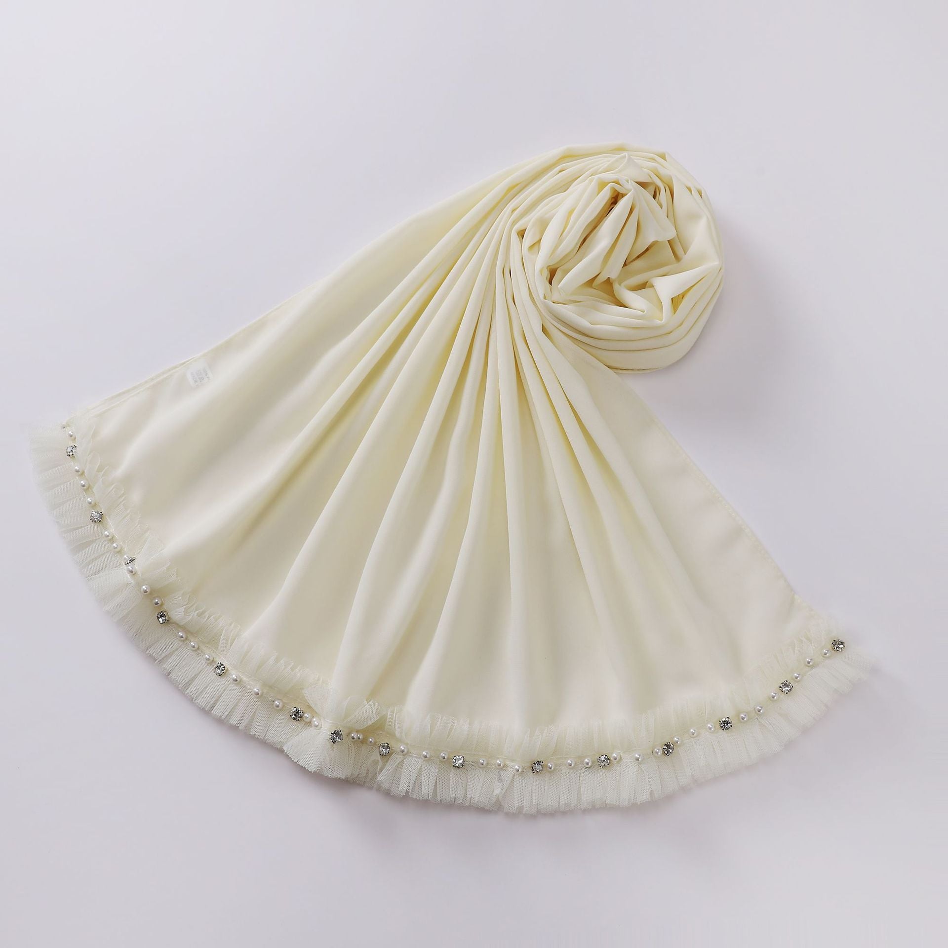 New pearl chiffon pleated lace spiked scarf yarn Middle East Africa headscarf