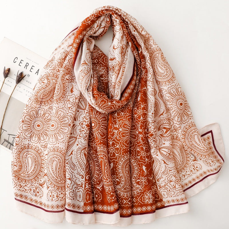 Scarf fashion double spell small paisley cashew flower silk scarf travel vacation shawl women