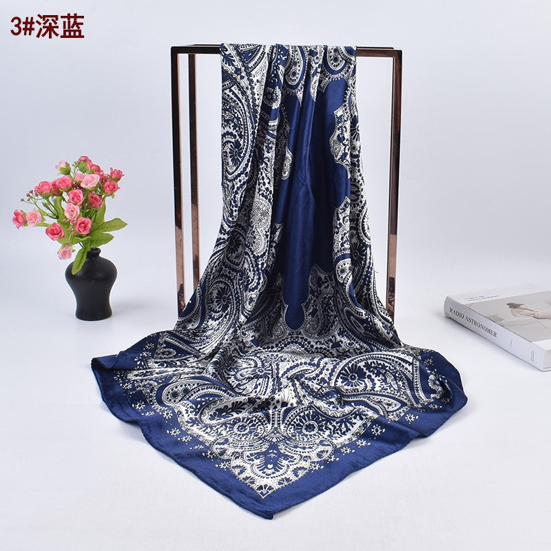 New fashion retro cashew flower pattern 90cm satin women's large square scarf scarf headscarf