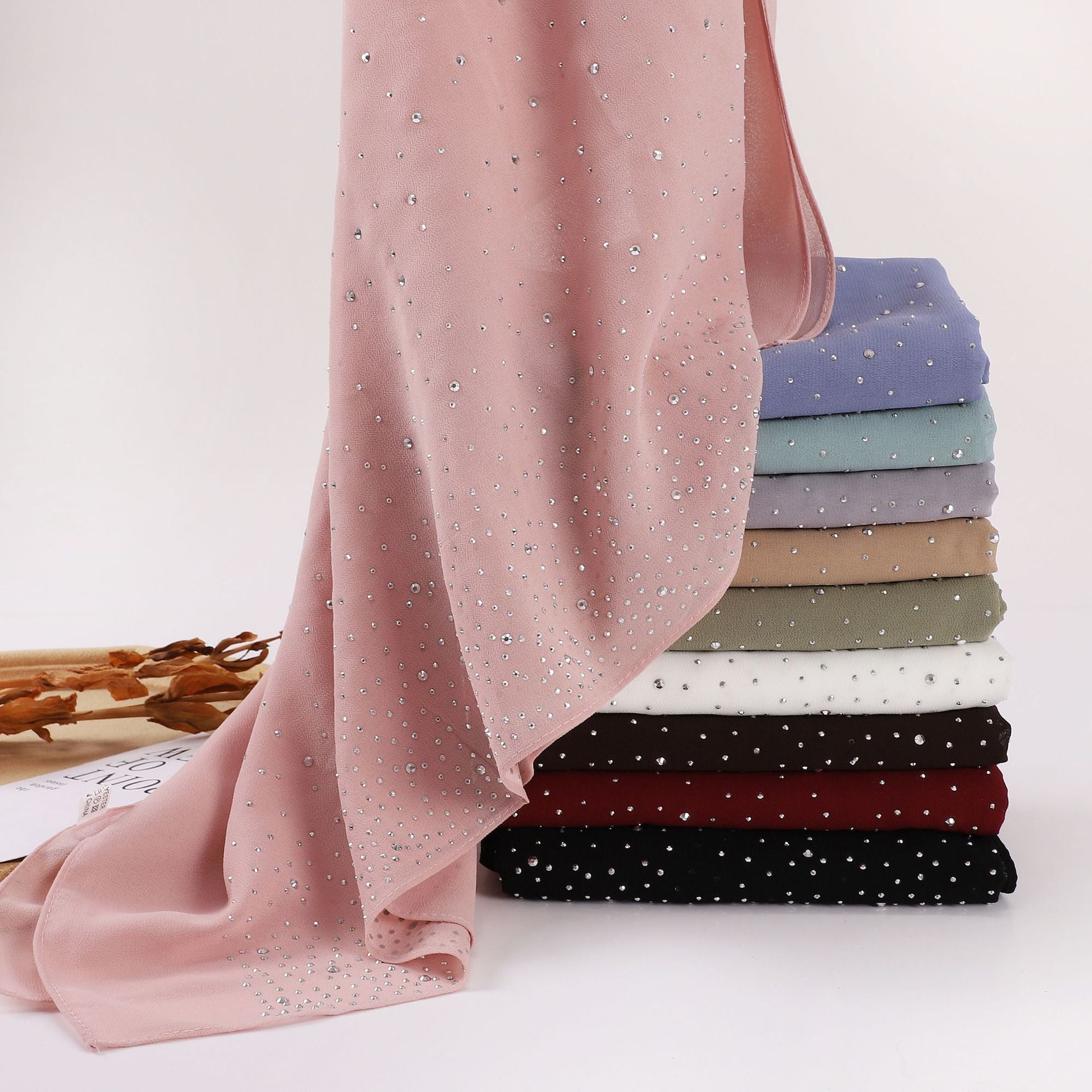 New single head irregular gypsy star hot diamond chiffon scarf yarn Middle Eastern headscarf Indonesian hijab
