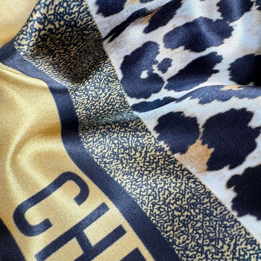 European and American fashion leopard print silk scarf, imitation silk satin 90 square scarf, Indonesian national women's head scarf