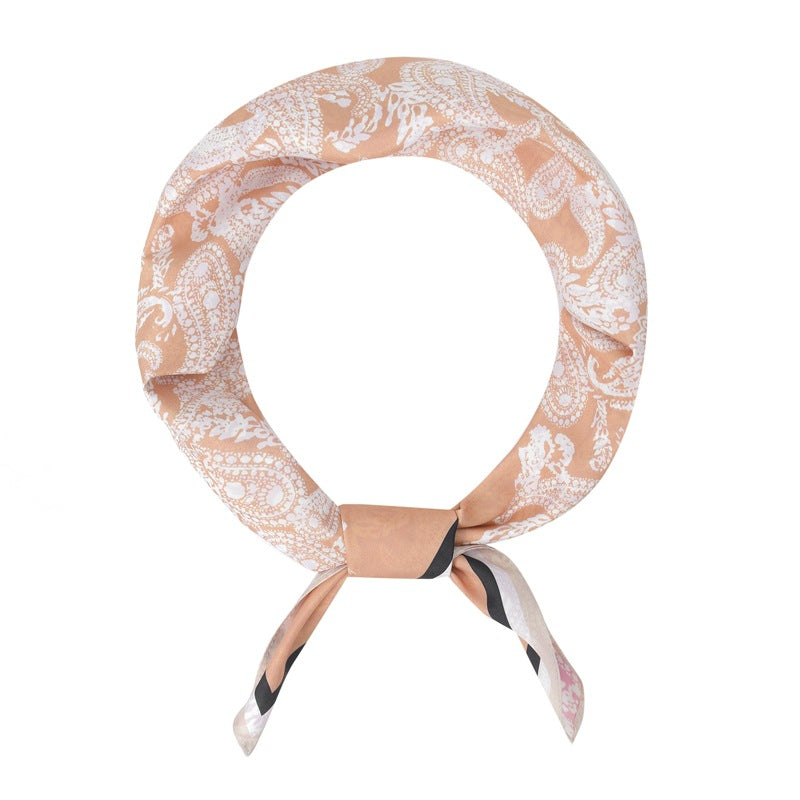 2025 new spring, summer and autumn thin headscarf double-sided printed silk scarf square scarf