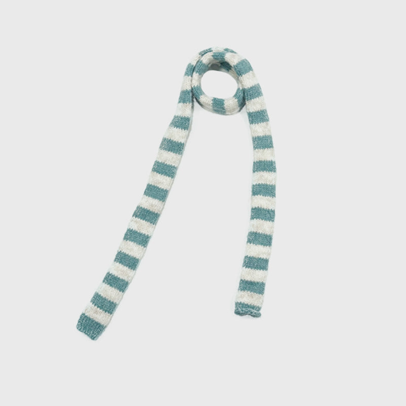 Wool-blend pinstriped sausage knitted scarf female autumn and winter student concave shape millennial Spice Girl scarf