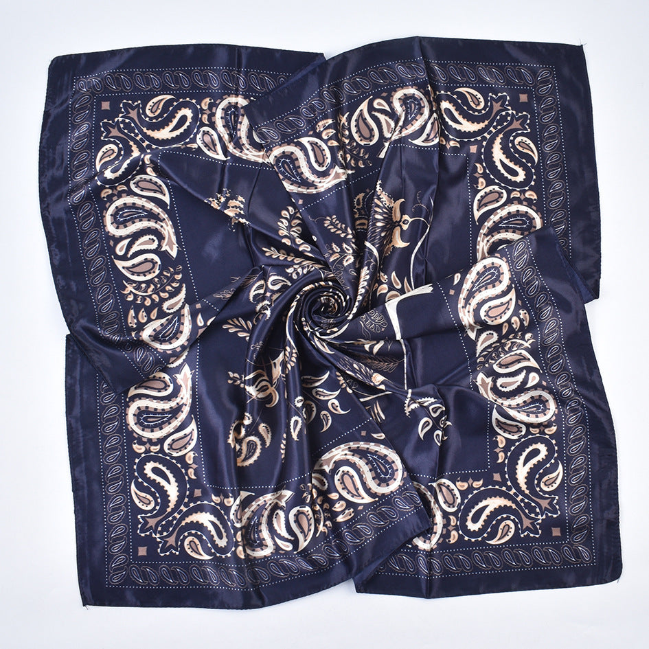 Fashion retro cashew flower simulation silk 90 satin women's printing versatile decorative large square scarf scarf headscarf
