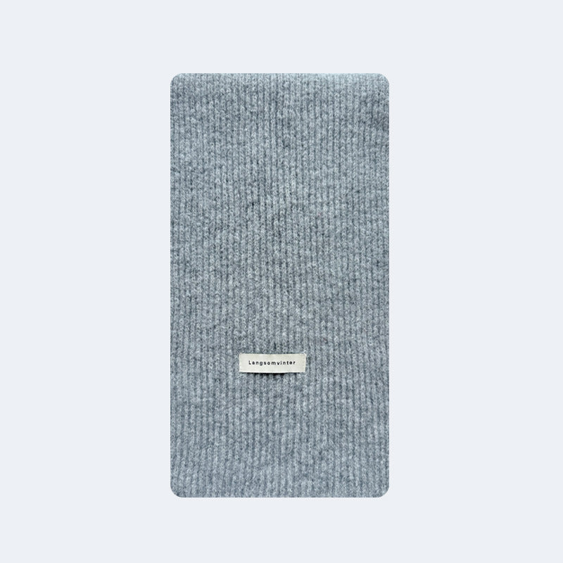 Wool blended solid color classic drawstring knitted scarf women's winter soft waxy Korean atmosphere wool scarf