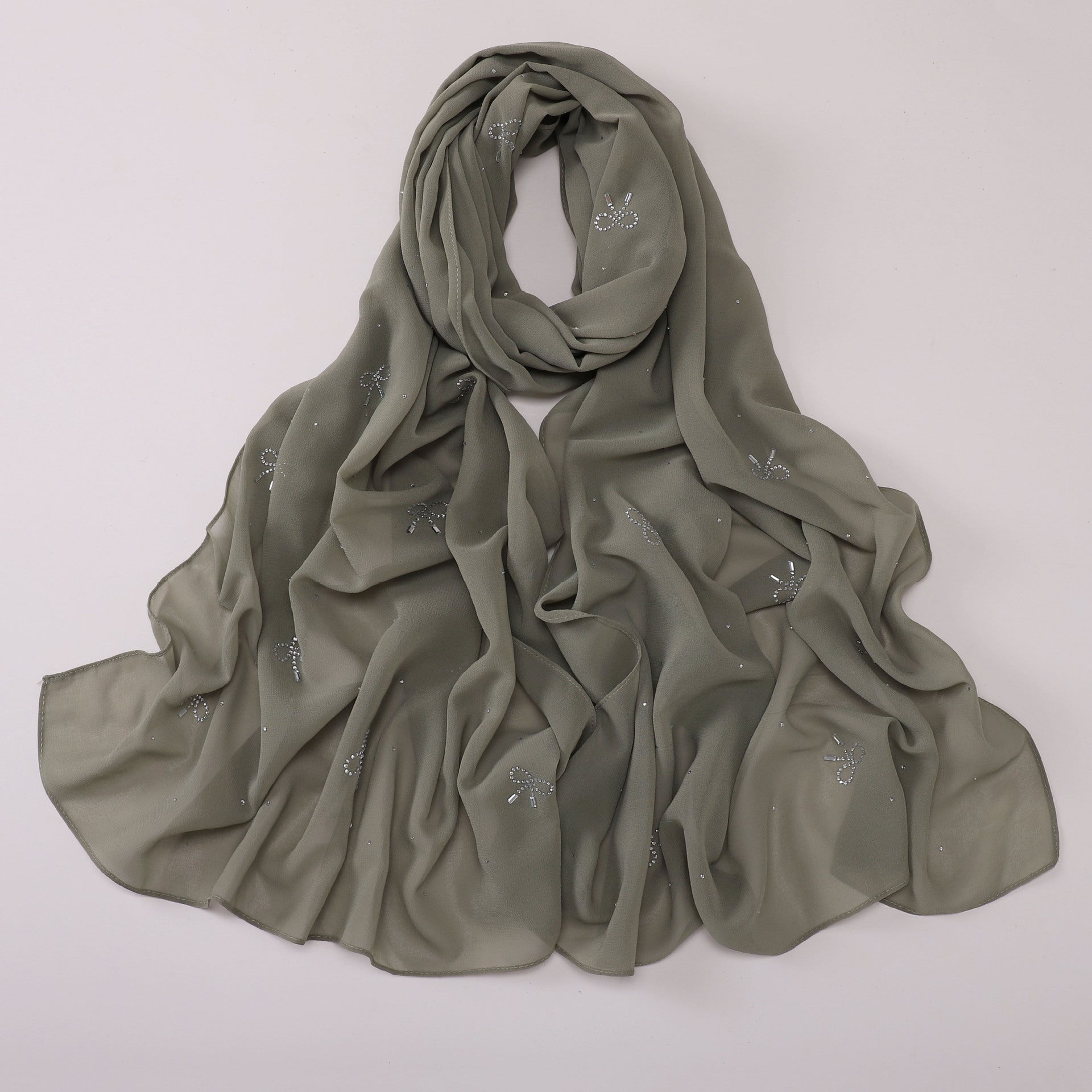 New Pearl Chiffon Muslim Hot Diamond Long Middle East Headscarf