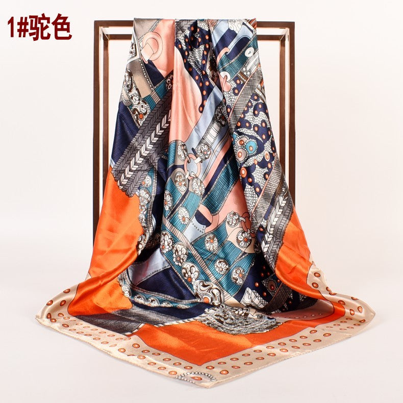 Autumn and winter new street 90 * 90 fashion satin square scarf, silk scarf, scarf, shawl