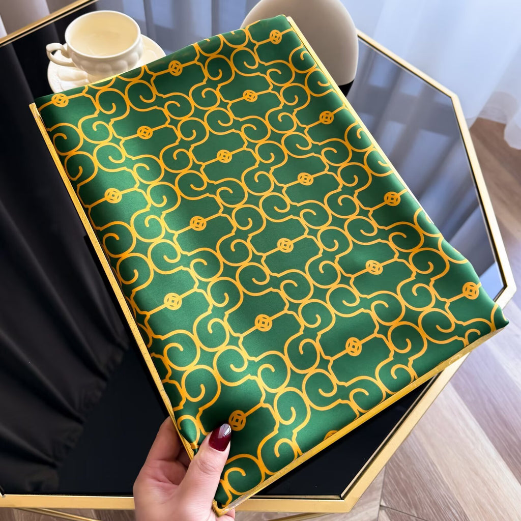 Korean version of fashionable versatile lines, beautiful brocade long silk scarf, simple and elegant temperament, women's air-conditioned room with shawl scarf