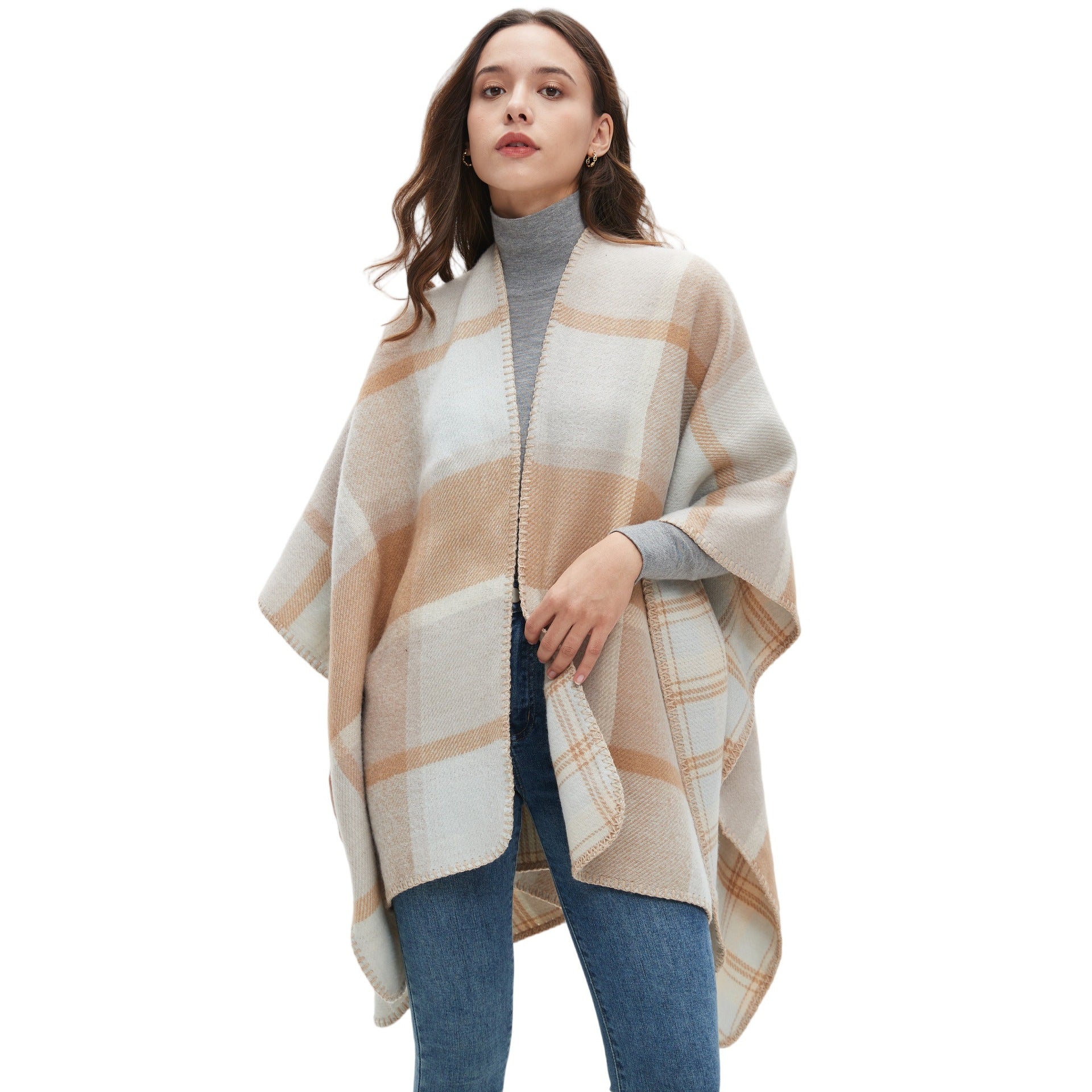 Europe, America, autumn and winter new season ladies imitation cashmere double-sided plaid shawl